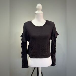 CLEARANCE! Black Boutique Ruffle Sleeve Crop Top Size S NWT